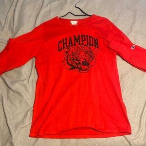 Red long sleeve champion tee